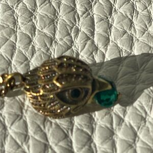 Kurt Geiger London Eagle Pendant Necklace — NWT -Vintage Gold —emerald Accent